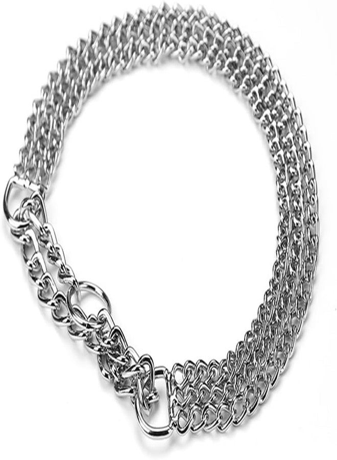 RoverPets Rover Pets Silver Dog Chain Collar,3 Rows Stainless Steel Chew Proof Cuban Link Dog Collar Metal Martingale Collar Heavy Duty Training Boy Girl Puppy Collar for Small Medium Large Big Breed - Image 4